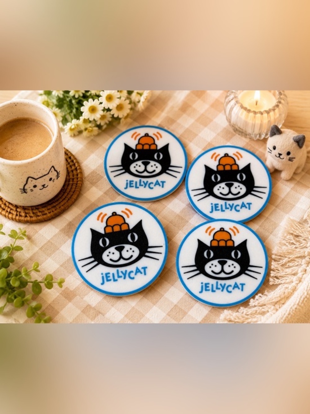Set of 4 Jellycat inspired 3D printed coasters with case 4.5 inch